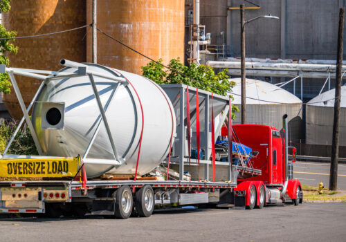 Classic,Industrial,Red,Big,Rig,Semi,Truck,Tractor,With,Oversized